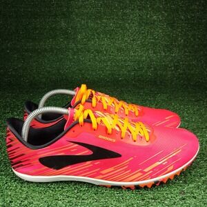 Brooks Mach 18 Mens 12 Pink Orange Cross Country Spikes Racing Shoes 1202281B667